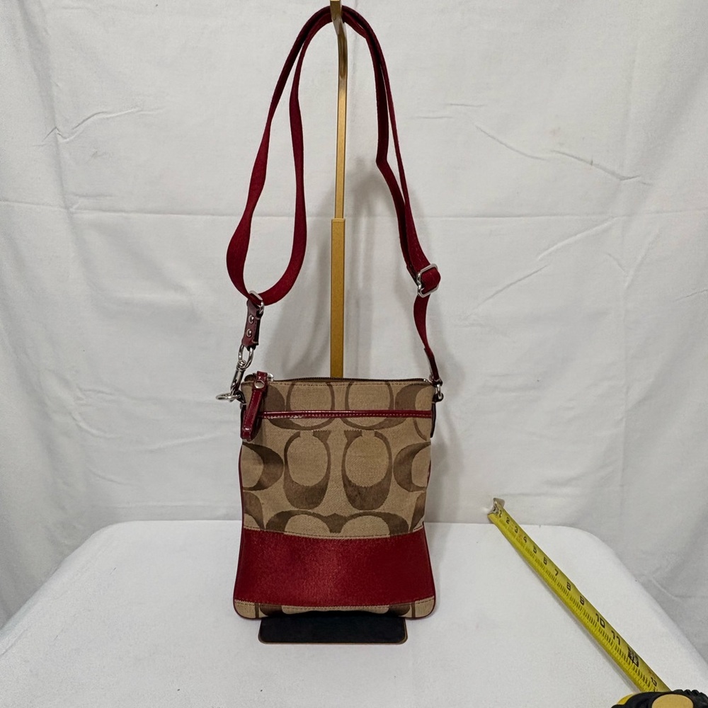 Stylish Red and Tan Crossbody Bag